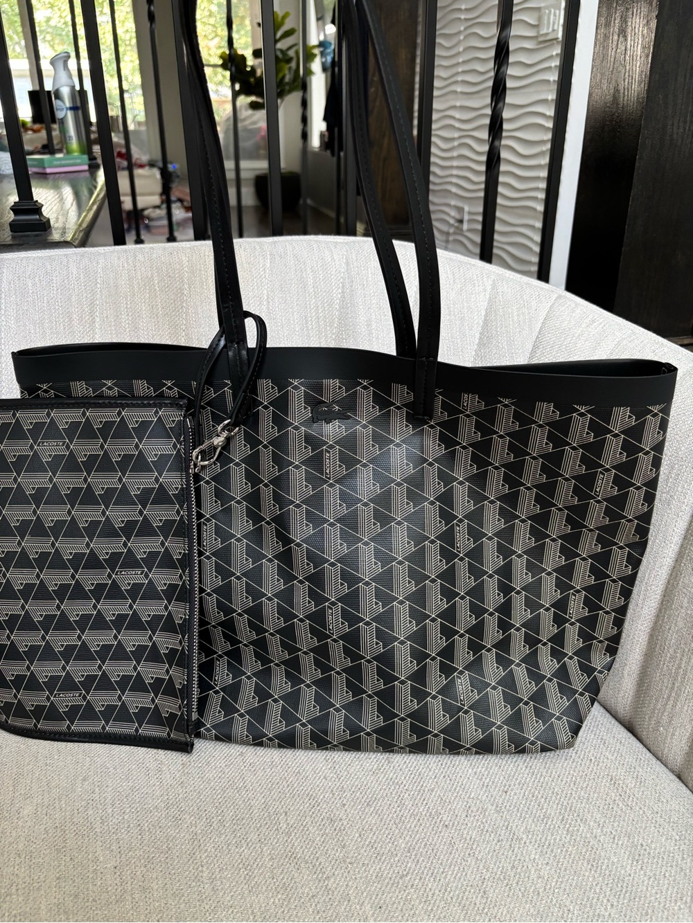 LACOSTE Navy Blue Monogram Tote Bag NWOT